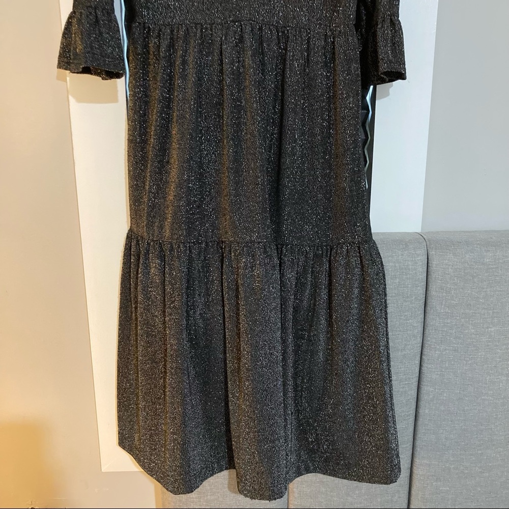 Shimmery black and silver long sleeve midi dress - Picture 9 of 15